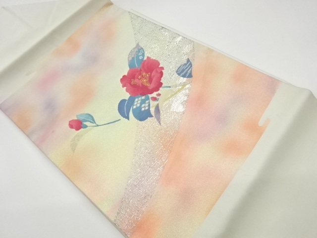 リサイクル　椿模様織出し名古屋帯